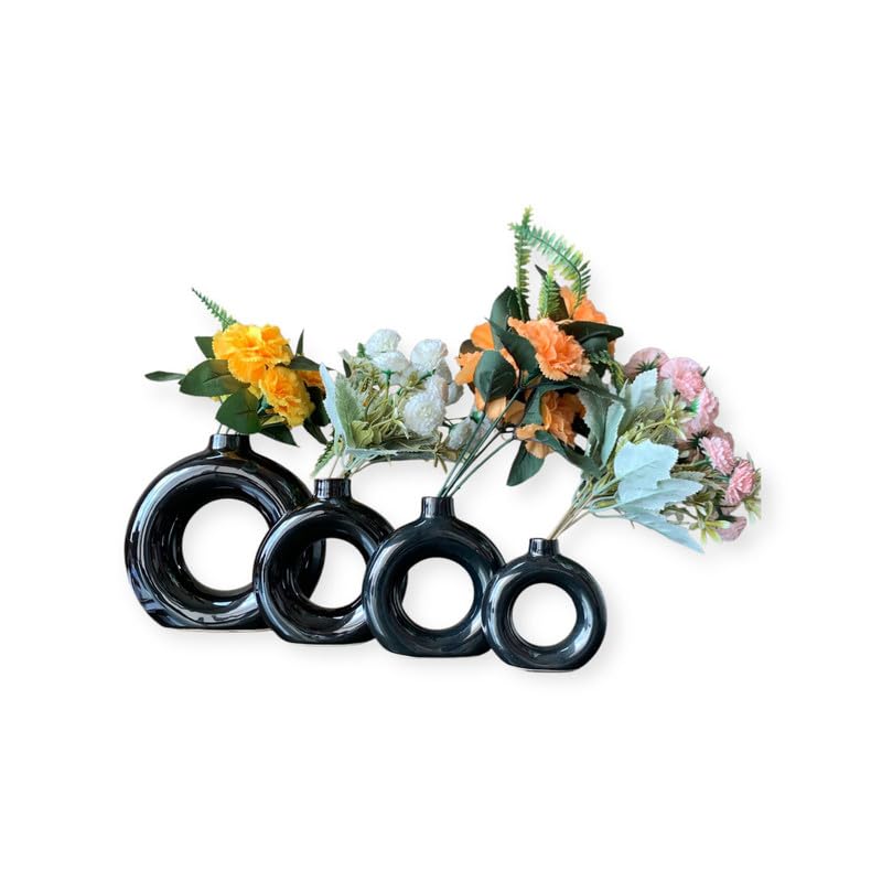 VIBHSA Elegant Ceramic Flower Vase for Home Décor – Black