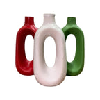 VIBHSA Ceramic Decorative Vase Set of 3, Modern Hollow Handle Flower Vases for Home Decor