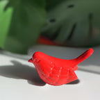 VIBHSA Handcrafted Bird Figurine of Happiness Red Glazed Bird Sculpture Collectible Bird Figurines Symbols of Health & Happiness (Red)
