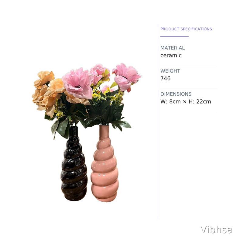 VIBHSA Modern Glossy Ceramic Stacked Bubble Vase Set of 2