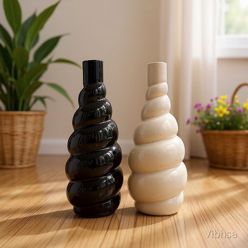 VIBHSA Modern Ceramic Stacked Bubble Vase Set of 2