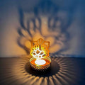 VIBHSA Golden Shadow Metal Tea Light Holder Diya with Tealight (8x8x11 cm)