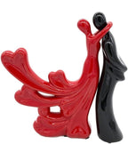 VIBHSA Dancing Couple Ceramic Figurine, Red and Black, Modern Art Sculpture, Home Decor