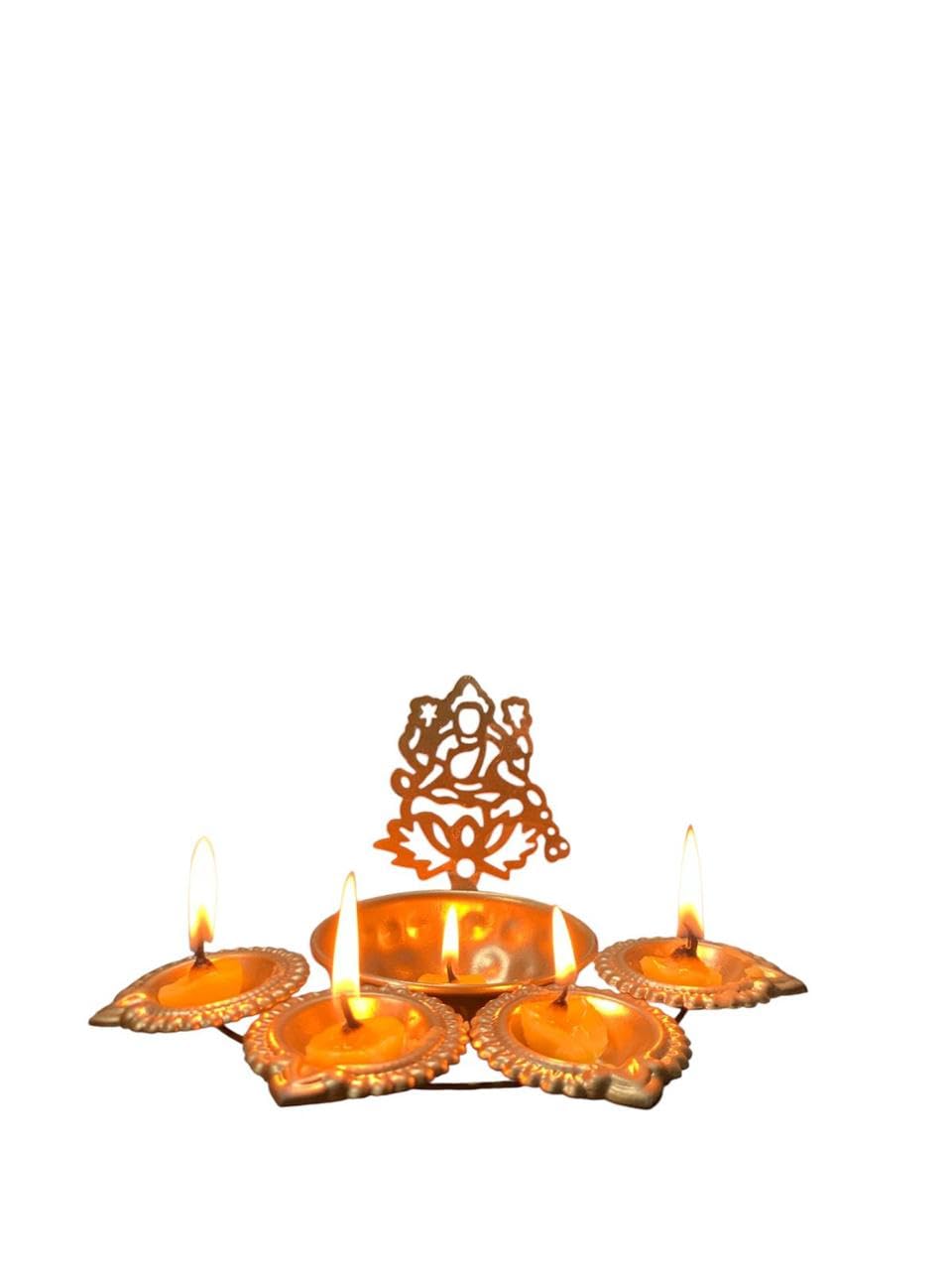 VIBHSA Laxmi Ji Design Urli Bowl with 4 Attached Oil Diyas