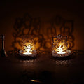 VIBHSA Set of 2 Golden Metal Lord Ganesha and Goddess Lakshmi Shadow Tea Light Holders - Ideal for Festive Home Decor and Sacred Gifts for Family and Friends - Perfect for Diwali