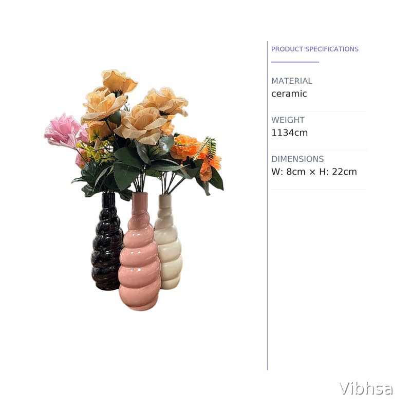 VIBHSA Modern Ceramic Stacked Bubble Vase Set of 3, Minimalist Sculptural Flower Vases in Black