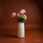 VIBHSA Modern Ribbed Ceramic Flower Vase