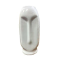 VIBHSA White Ceramic Flower Face Vase for Home Decor, Modern Ribbed Decorative Vase
