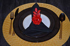 VIBHSA Napkin Holder Table Napkin Rings for Parties Wedding Everyday Dinner Decor Flower Napkin Rings Set of 4 (Red Rose)