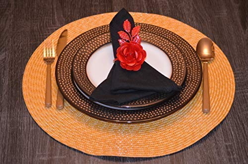 VIBHSA Napkin Holder Table Napkin Rings for Parties Wedding Everyday Dinner Decor Flower Napkin Rings Set of 4 (Red Rose)