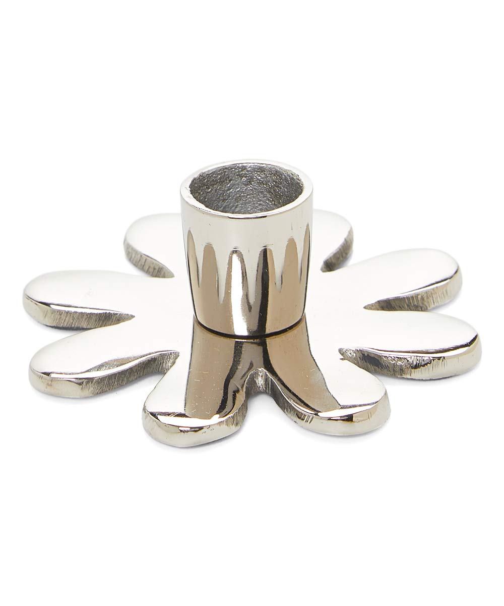 VIBHSA Handmade Flower Candle Holder Silver Finish. Ideal for Home & Table Decor, Religious Events