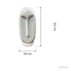 VIBHSA White Ceramic Flower Face Vase for Home Decor, Modern Ribbed Decorative Vase