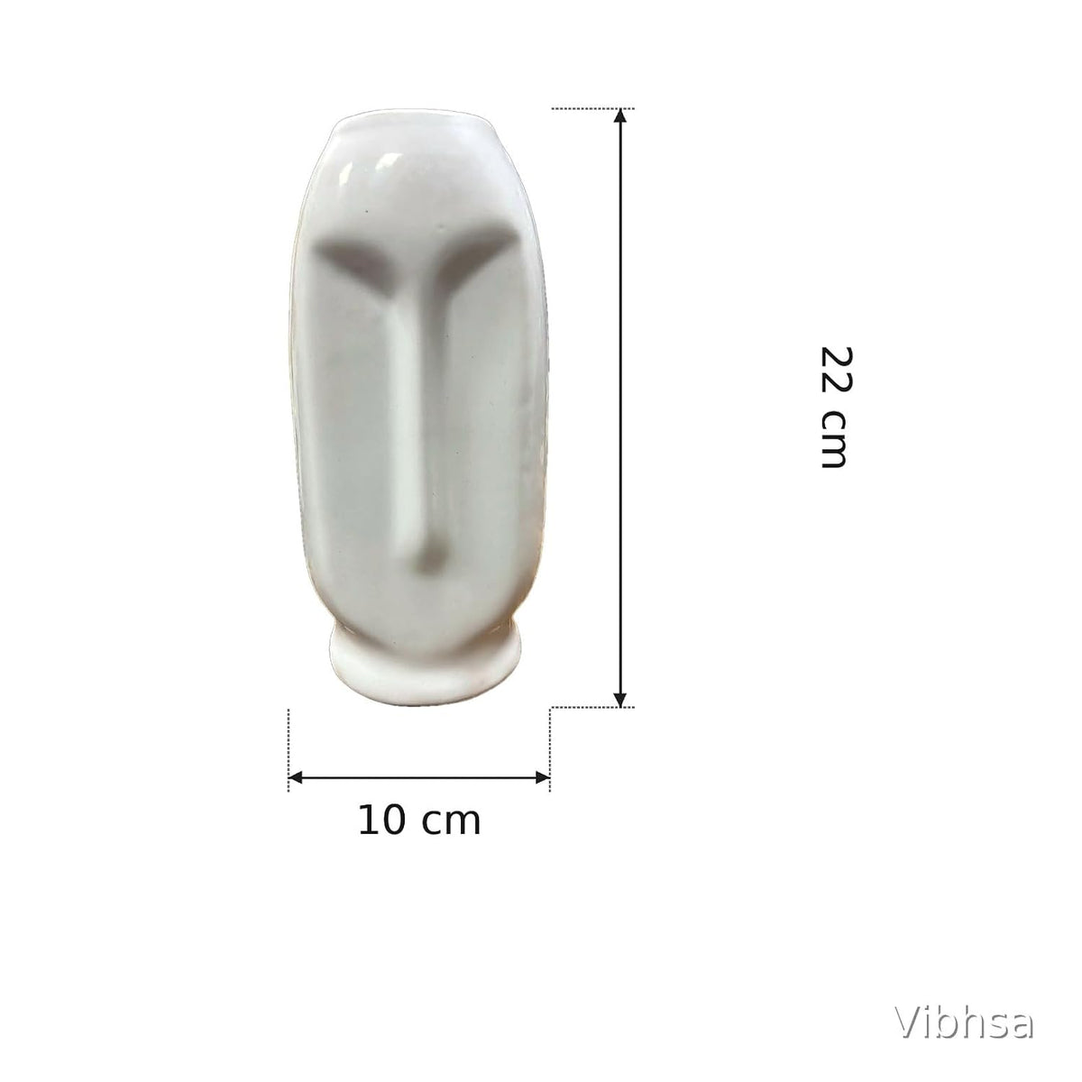 VIBHSA White Ceramic Flower Face Vase for Home Decor, Modern Ribbed Decorative Vase