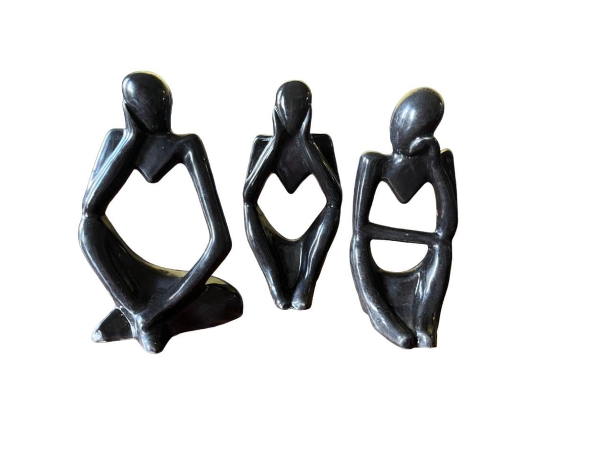 VIBHSA Premium Home Decor showpiece- Set of Three Modern Art Thinker showpiece for Living Room