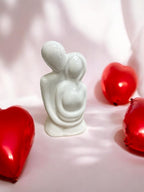 Ceramic Romantic Hugging Couple Statue/Figurine, Off White, Home Decor, Pack of 1