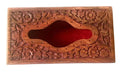 VIBHSA Wooden Tissue Box Holder Cover with Velvet Interior 8x5 inch Tissue Holder for Dinning Table Tissue Box Holder Tissue Paper Holder for Facial Napkins Tissue Box for Car(Carving Brass)