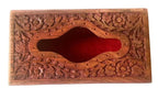 VIBHSA Wooden Tissue Box Holder Cover with Velvet Interior 8x5 inch Tissue Holder for Dinning Table Tissue Box Holder Tissue Paper Holder for Facial Napkins Tissue Box for Car(Carving Brass)
