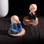 VIBHSA Set of 4 Miniature Buddha Monk Statues for Home Decor and Gifts (Small, Multicolour) Resin
