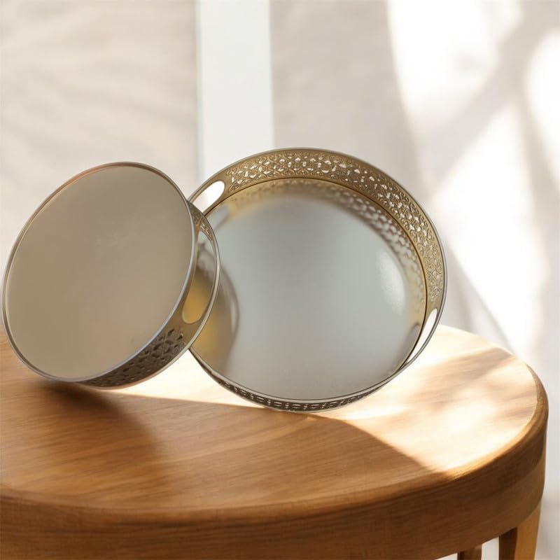 VIBHSA Decorative Serving Tray for Tea Coffee & Snacks