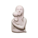 VIBHSA Mother and Child Ceramic Figurine, White Glossy Sculpture