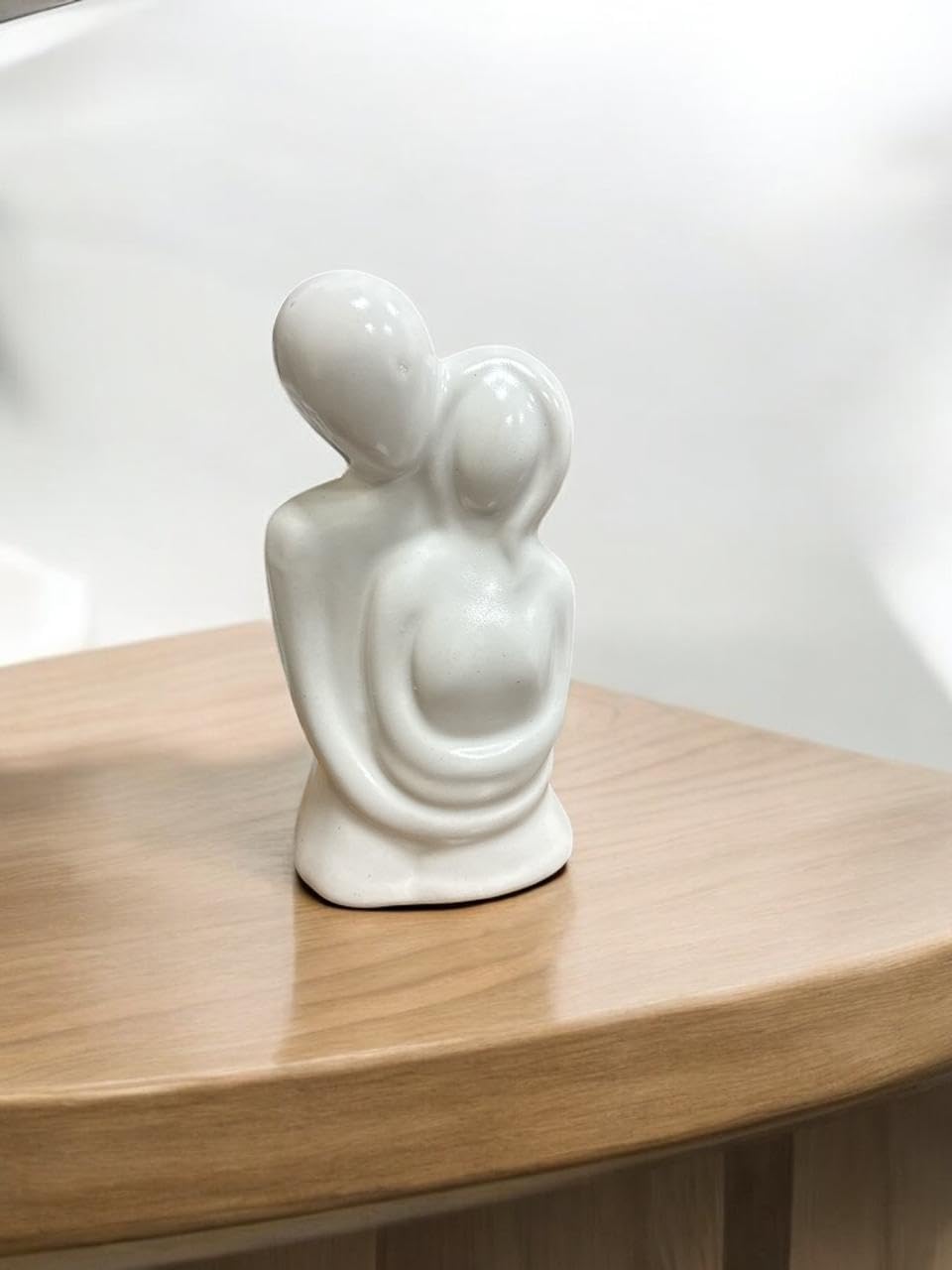 Ceramic Romantic Hugging Couple Statue/Figurine, Off White, Home Decor, Pack of 1
