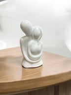 Ceramic Romantic Hugging Couple Statue/Figurine, Off White, Home Decor, Pack of 1