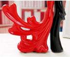 VIBHSA Dancing Couple Ceramic Figurine, Red and Black, Modern Art Sculpture, Home Decor