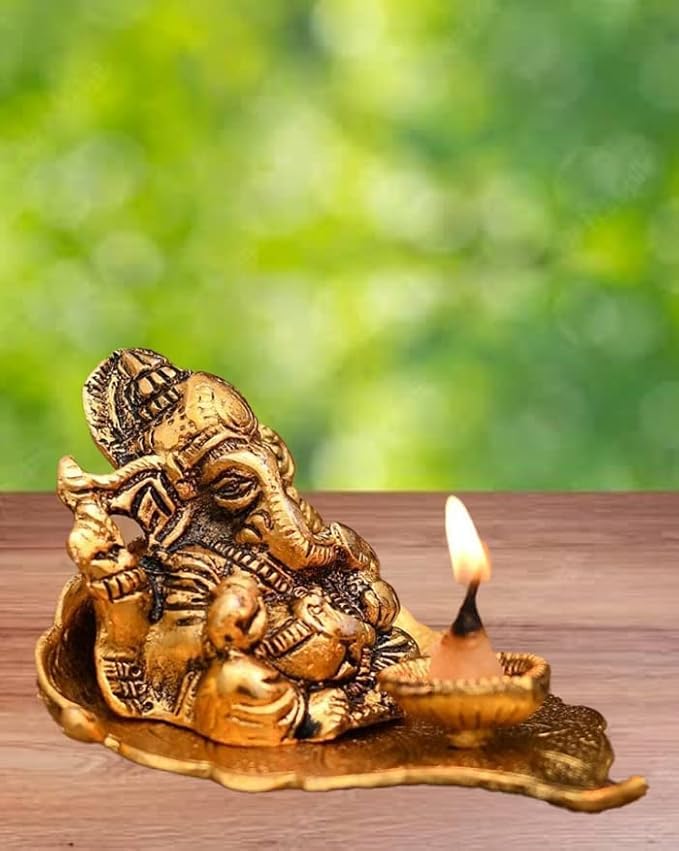 VIBHSA Metal Lord Ganesha Diya, Wedding Anniversary Housewarming Corporate Return Gifts