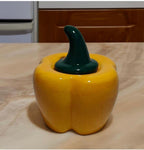 VIBHSA Ceramic Capsicum Decorative Pickle Jar Food Storage Jar Multipurpose aachar masala Jar For kitchen and Dining table (Yellow)