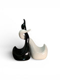 VIBHSA Ceramic Swan Couple Showpiece for Home Decor, Black & White Love Birds Figurine Set