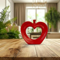 VIBHSA Ceramic Apple Figurine, Red-Colored, Showpiece for Drawing Room, Bedroom, Office Decor, Height: 21 cm