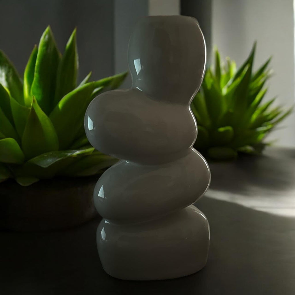 VIBHSA Ceramic Vase for Rustic Home Decor - Flower Vases for Modern Wedding Farmhouse Living Room Bedroom Shelf Dining Table Centerpiece Bookshelf Mantel Entryway Office Decor