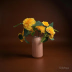 VIBHSA Pink Ceramic Flower Vase for Home Decor, Modern Ribbed Decorative Vase