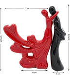 VIBHSA Dancing Couple Ceramic Figurine, Red and Black, Modern Art Sculpture, Home Decor