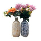 VIBHSA Modern Distressed Ribbed Ceramic Vase Set of 2