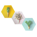 VIBHSA 3 Piece Hexagon Wall Art with Artificial Plant Design