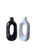 VIBHSA Beautiful Ceramic Decorative Vases with Unique Quality for Home Decor, Center Table – White & Black