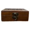 VIBHSA Handcrafted Wooden Storage Box with Carved Lid & Metal Lock