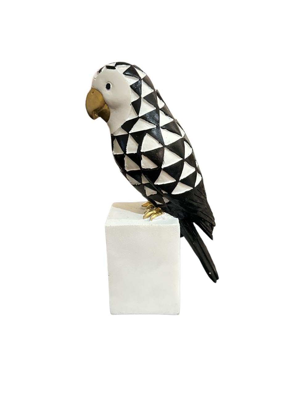 VIBHSA Cockatoo Symphony Geometric Resin Beauty Black & White Showpiece Decorative Showpiece - 11.43 cm
