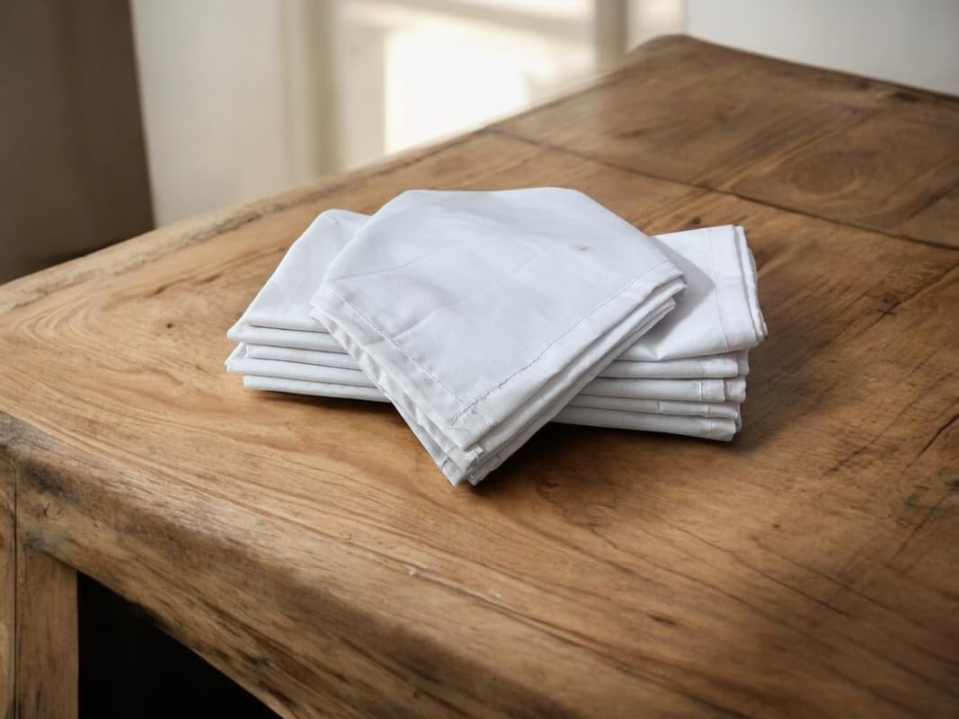 VIBHSA Pure Cotton White Table Napkins for Dining