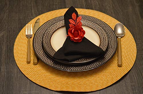 VIBHSA Napkin Holder Table Napkin Rings for Parties Wedding Everyday Dinner Decor Flower Napkin Rings Set of 4 (Red Rose)