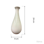 VIBHSA White Ceramic Vase, Tall Narrow Neck, Glossy Finish