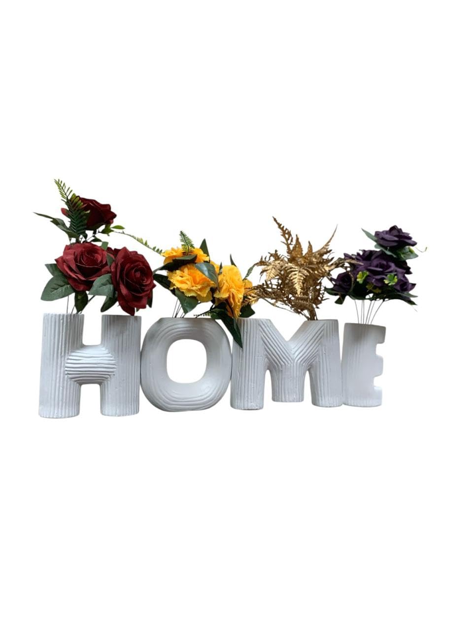 VIBHSA Decorative Home Letter Vases Set, White Ceramic