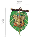 VIBHSA Ganesha On Green Patta Wall Hanging