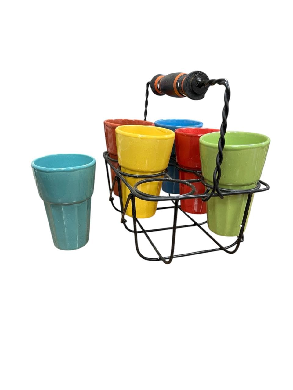 VIBHSA Ceramic Cutting Chai Glasses with Stand