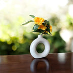 VIBHSA Elegant Ceramic Flower Vase for Home Décor – White