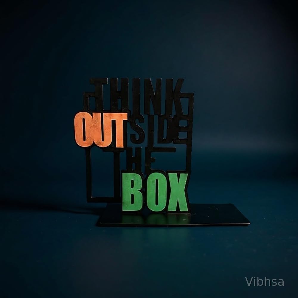 VIBHSA Think Outside the Box Metal Decorative Showpiece, Multicolour