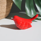 VIBHSA Handcrafted Bird Figurine of Happiness Red Glazed Bird Sculpture Collectible Bird Figurines Symbols of Health & Happiness (Red)
