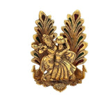 VIBHSA Radha Krishna Statue Showpiece with Diya, 8x6 Inches, Metal, Gold, 1 Piece