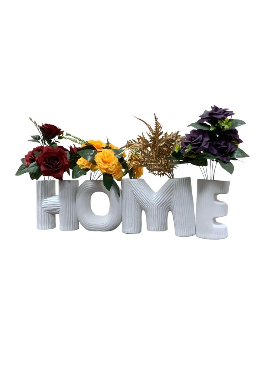 VIBHSA Decorative Home Letter Vases Set, White Ceramic